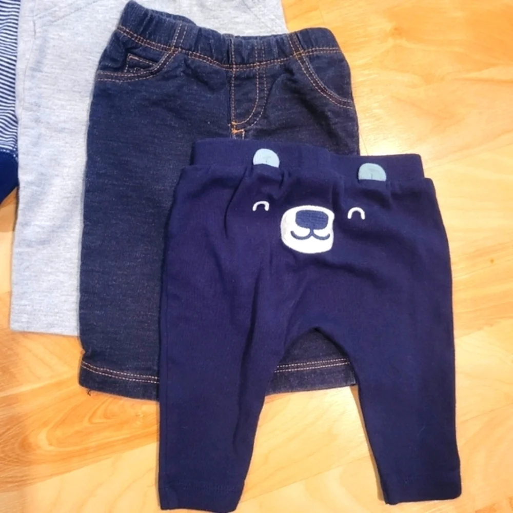Baby boy clothing bundle onesie pants hooded flannel size 3 months.